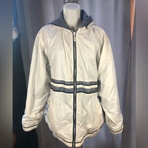 White & Black Windbreaker With Reversible Gray Sweat Jacket 2XL